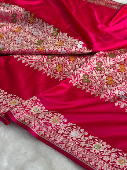 Rani Shades Banarasi Minakari Boota Skirt Pattern Floral Mashru Silk Saree MSM-116