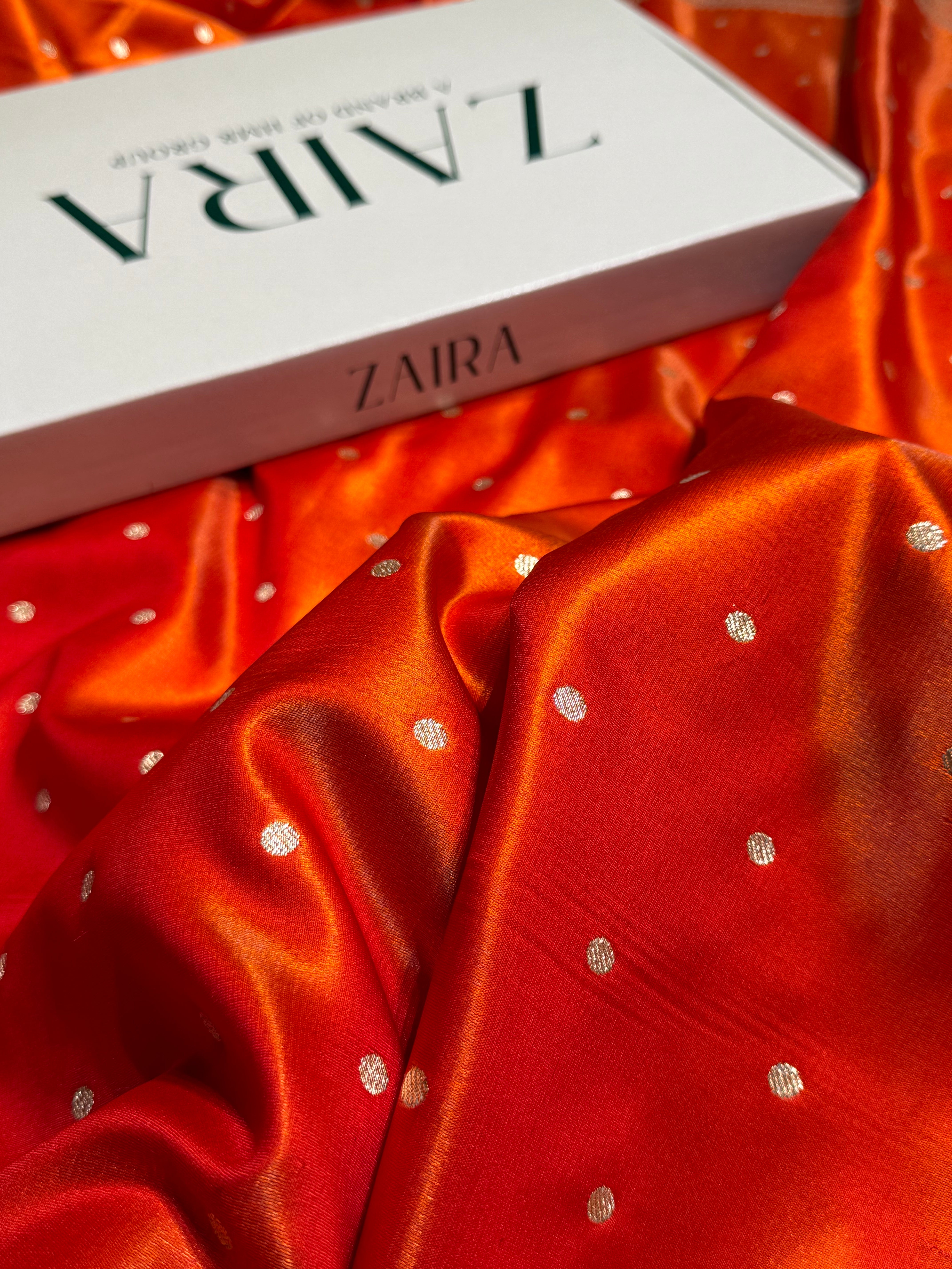 Satin Silk Dot Booti in Orange Shades SS08