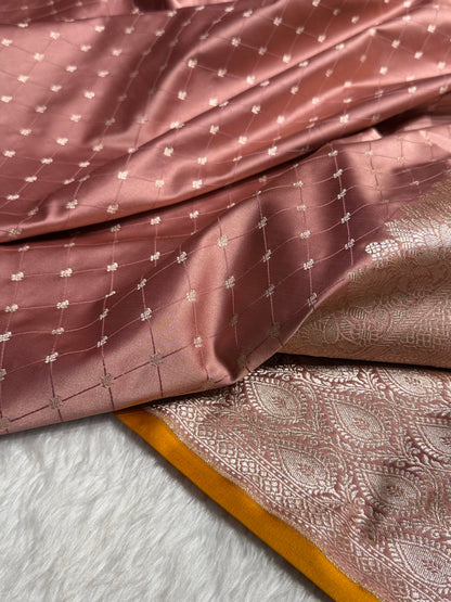 Banarasi Mauve Shades Tanchoi Motif Mashru Silk Saree MST-09