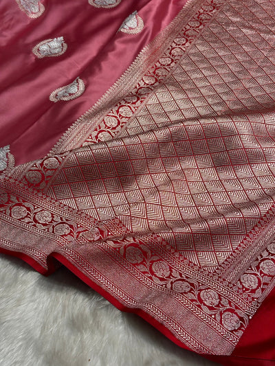 Baby Pink Minakari Boota Mashru Silk Saree MCS35