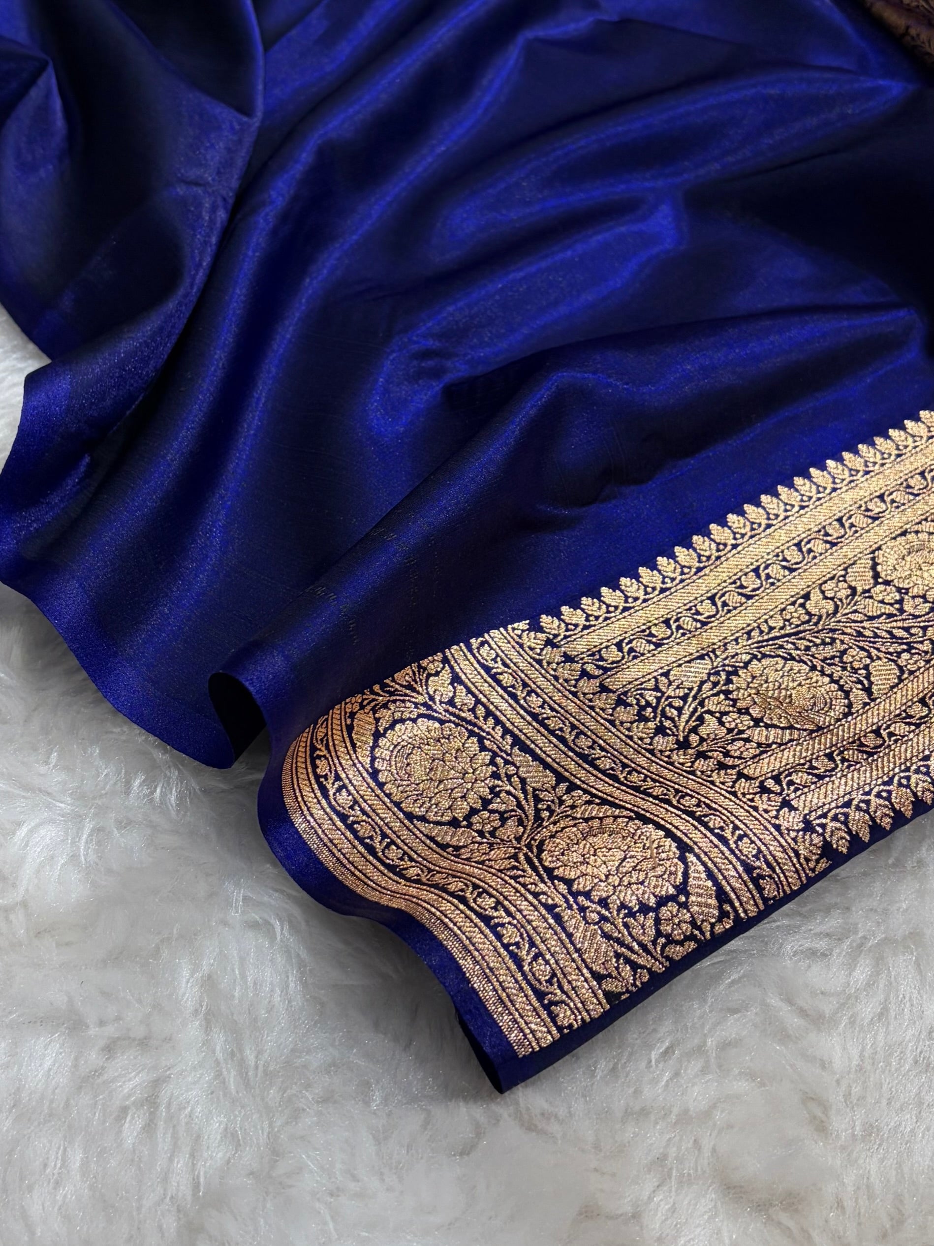 Royal Blue Shades Brocade Satin Silk Saree Banarasi Saree Shades SS30