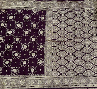 Garnet Jaal Katan Silk Saree