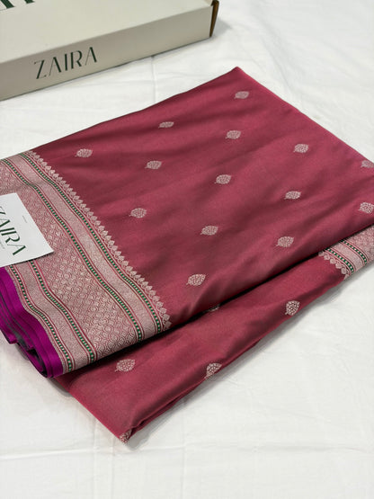 Rusty Mauve Shade With Booti Pattern Mashru Silk Saree