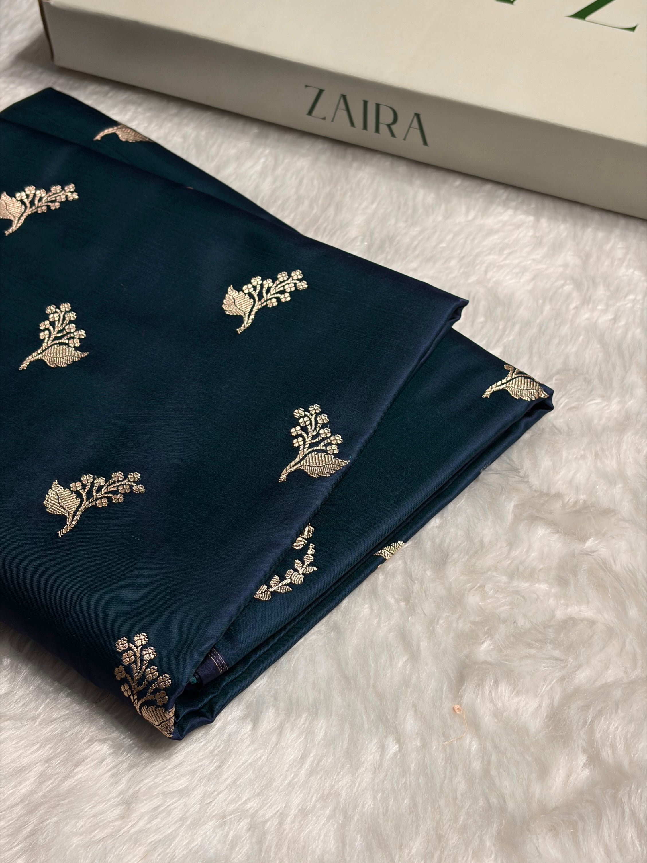 Peacock Boota With Floral Border Mashru Silk Saree MSM-91