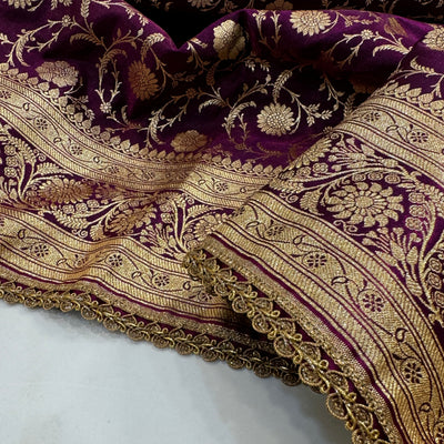 Ultra Light Weight Satin Silk wine Shades with Gotta Patti