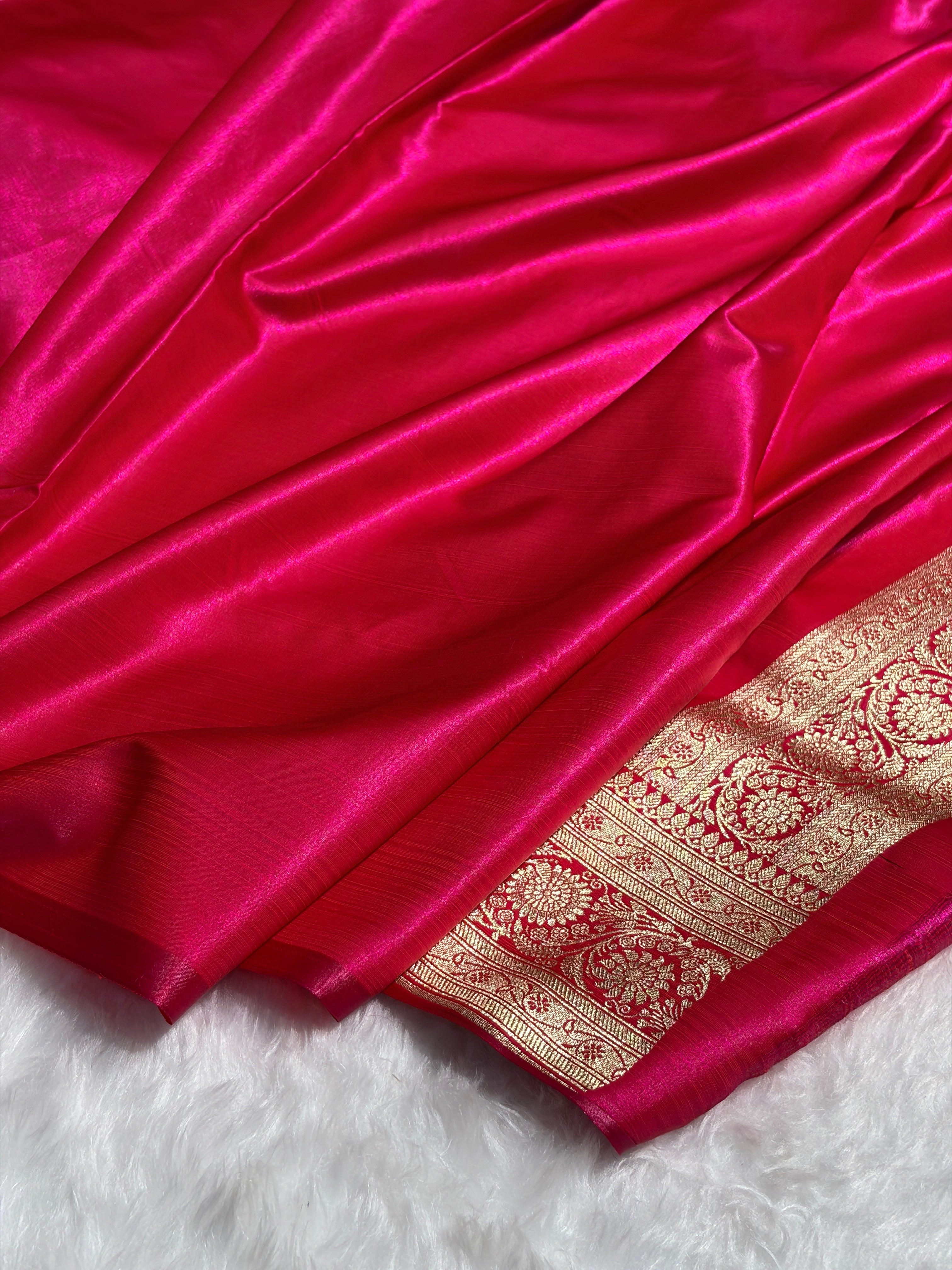 Ultra Light Weight Satin Silk Boota in Cross Rani Shades SS03