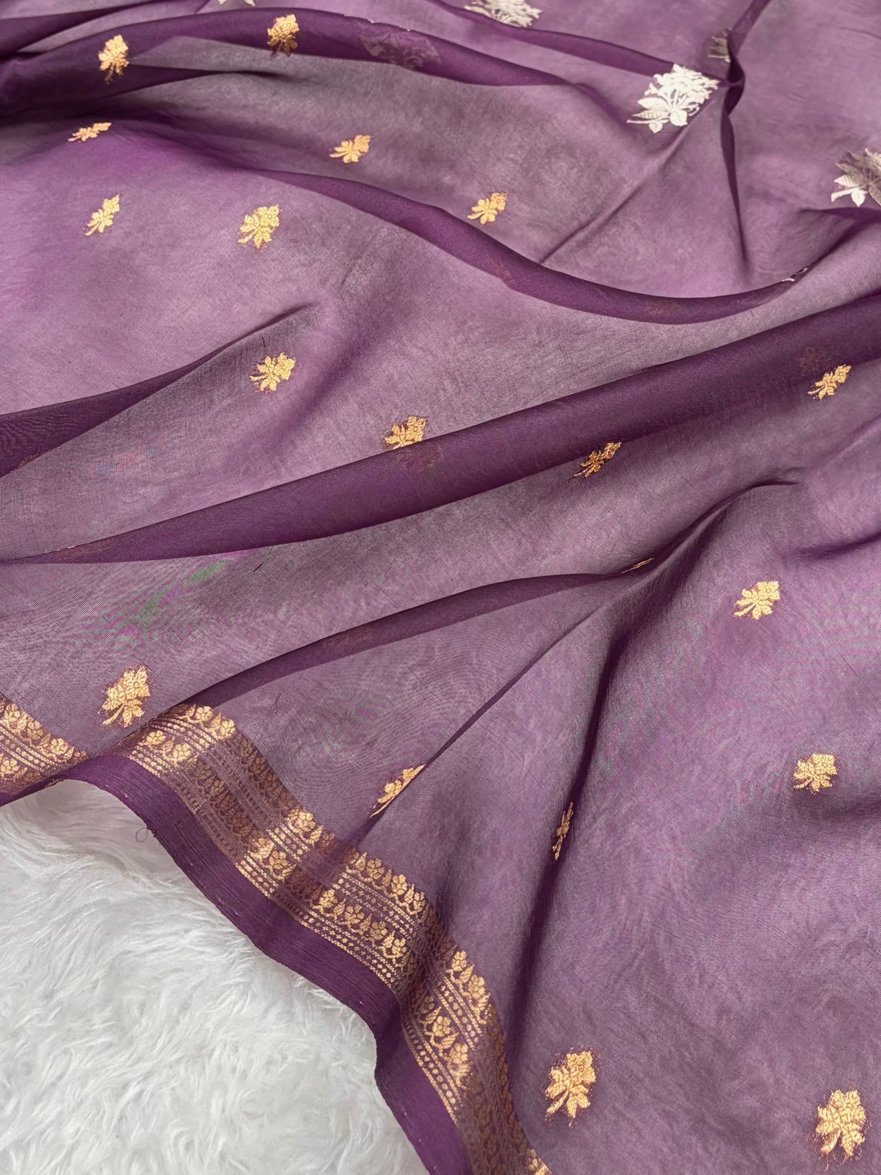 Banarasi Pure Organza Wine Shades Banarasi Silk Saree PO-34