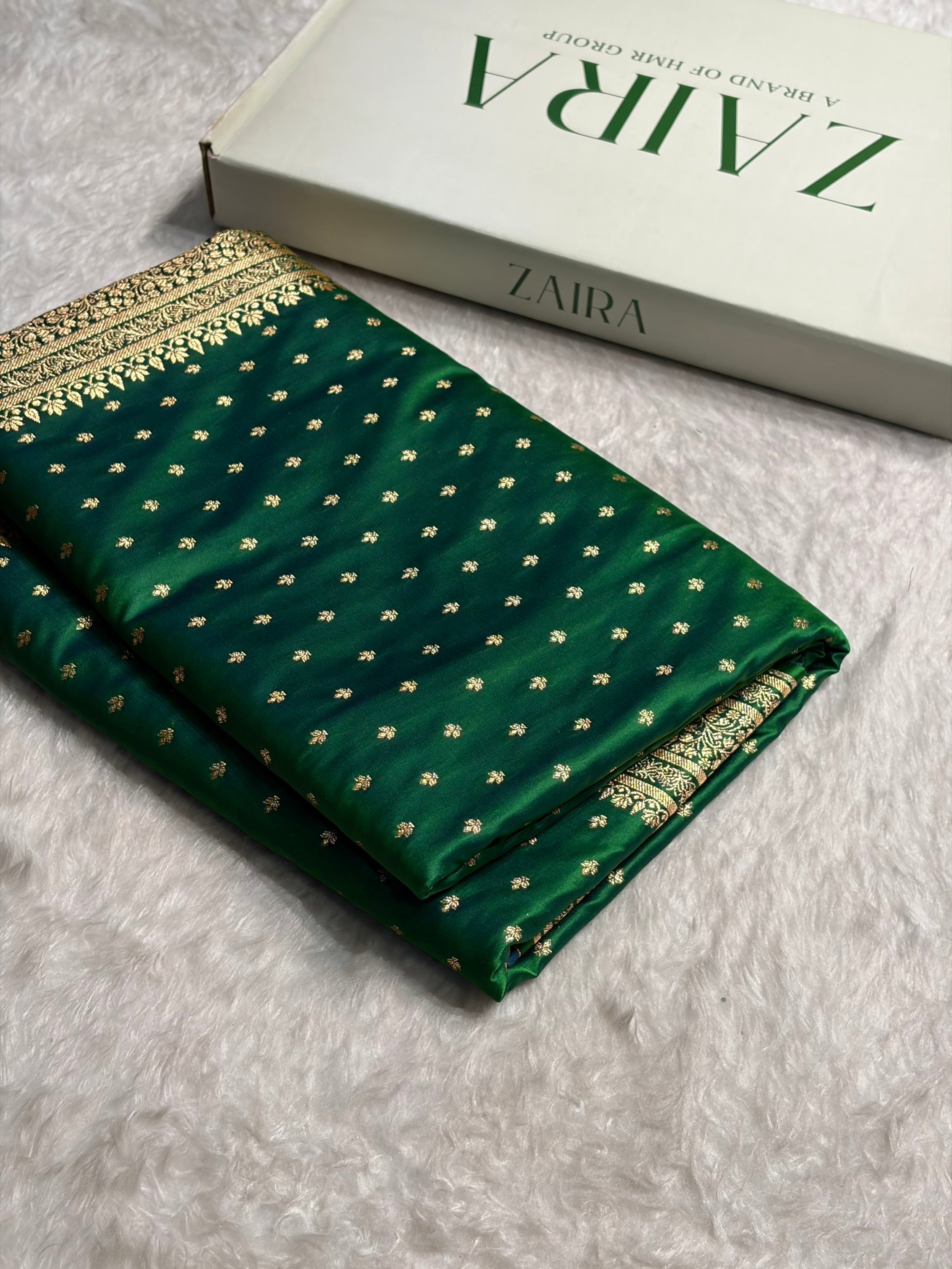 Banarasi Satin Katan Saree in Cross Green Shades SK88