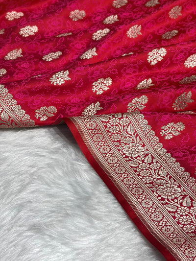 Cherry Red Shades Tanchoi Motif Mashru Silk Saree MST-10