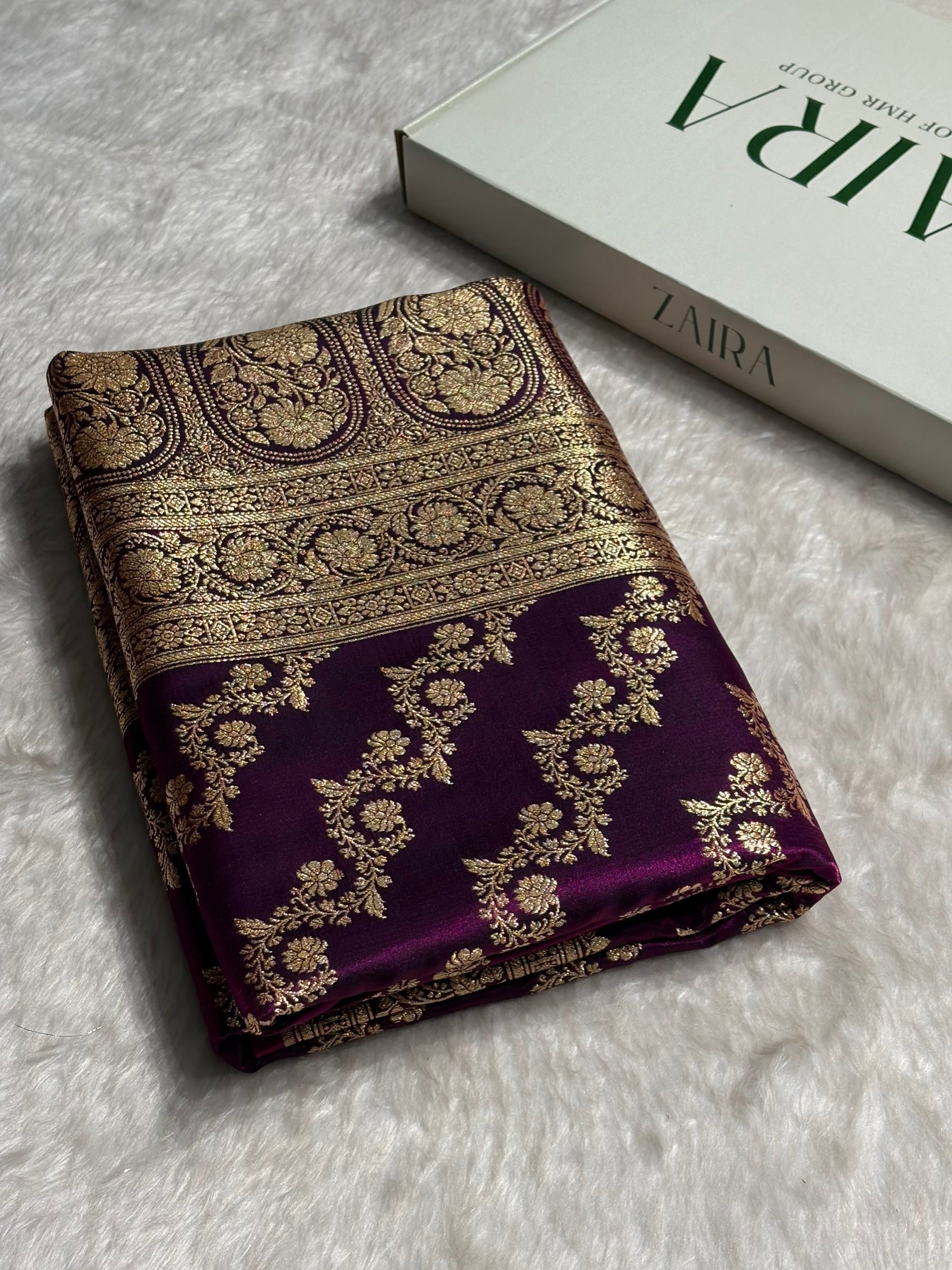 Wine Shades Banarasi Satin Silk Saree SS32
