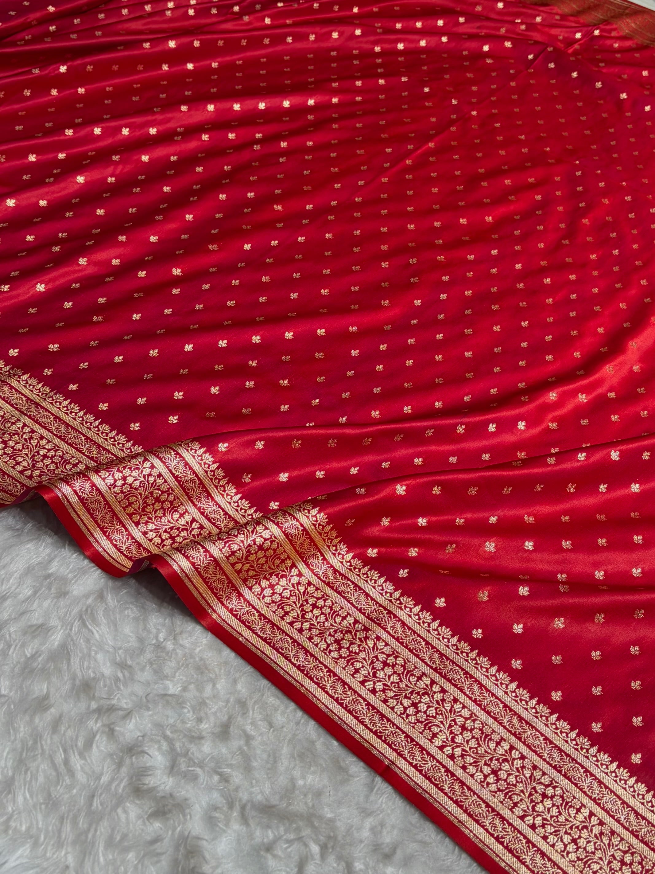 Banarasi Satin Katan Saree in Cross Red Shades SK88