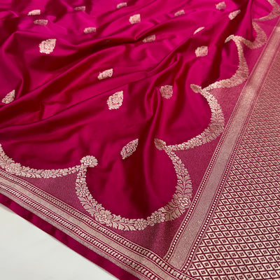 Ruby Pink Scallop Mashru Silk Saree