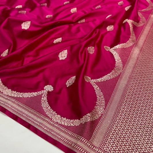 Ruby Pink Scallop Mashru Silk Saree