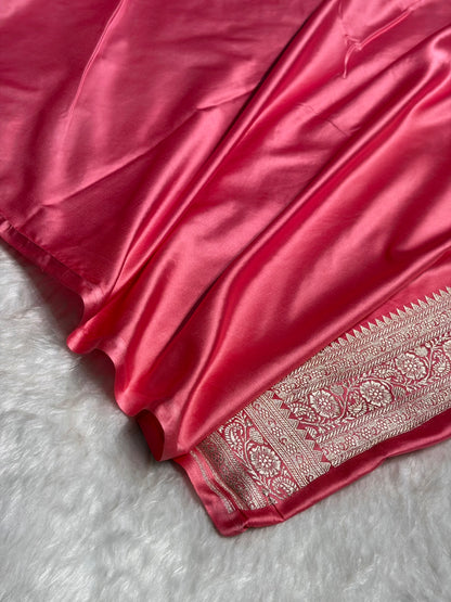 Baby Pink Minakari Floral Jaal Mashru Silk Saree MS28