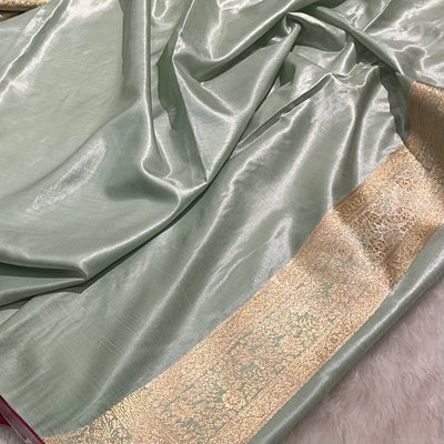 Ultra Light Weight Satin Silk Jaal in MINT Shades SS14