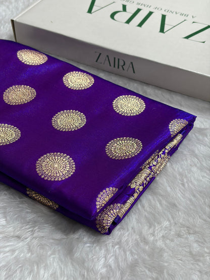 Purple Shades Banarasi Satin Silk Saree SS33