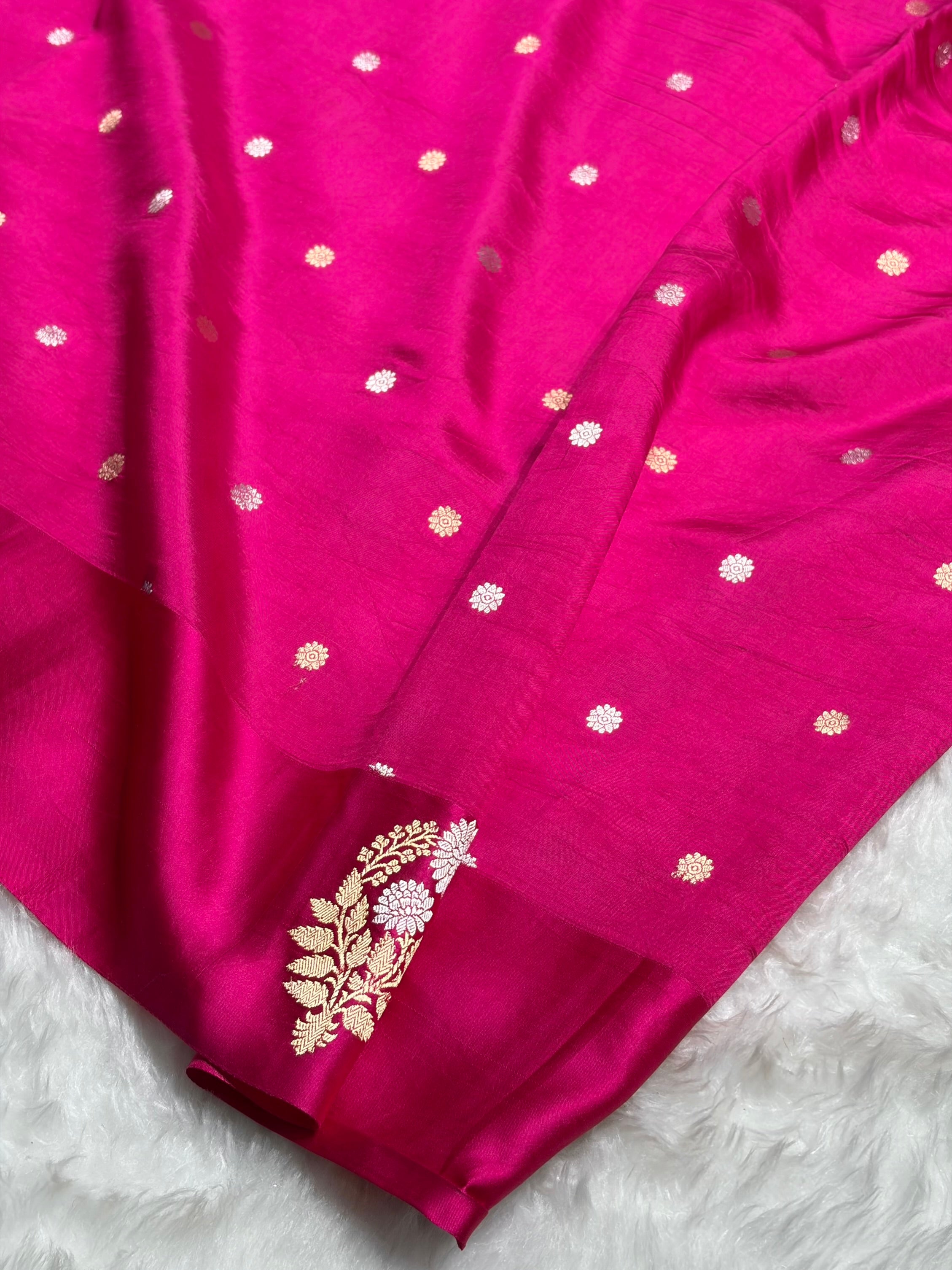 Rani Shade Handwoven Kaduwa Pure Katan Raw Mango Silk RM-05