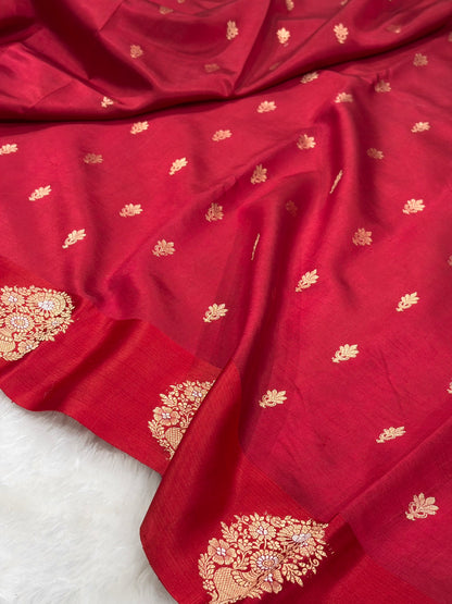 Maroon Shades Handwoven Pure Katan Paper Silk RM-70