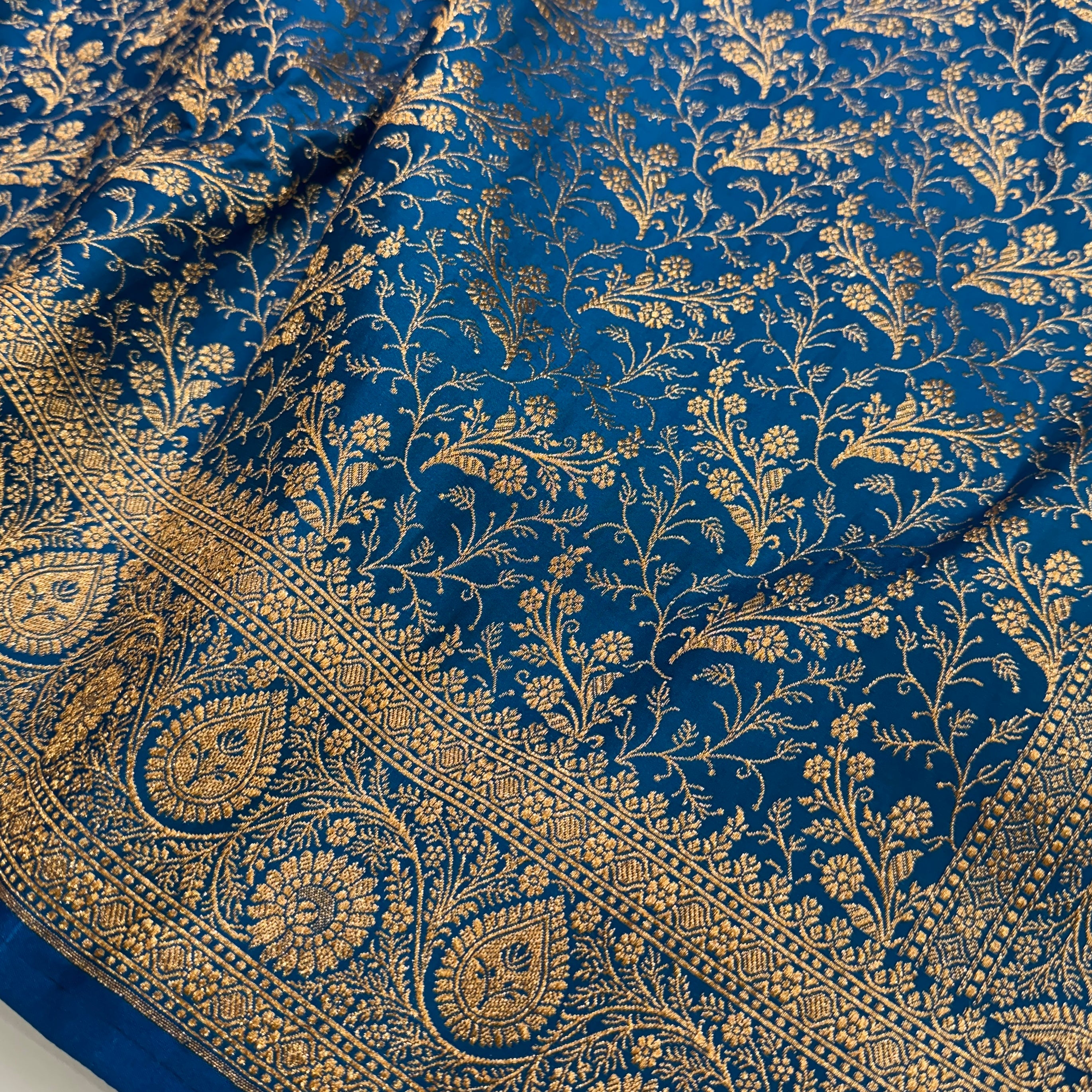 Banarasi Blue Brocade Soft Katan Silk Saree