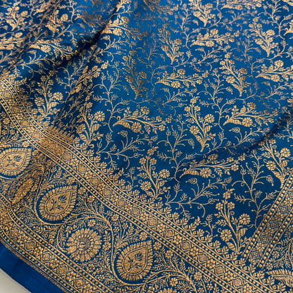 Banarasi Blue Brocade Soft Katan Silk Saree