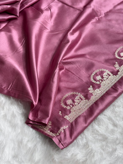 Banarasi Mauve Shades With Minakari Floral Mashru Silk Saree MCS91