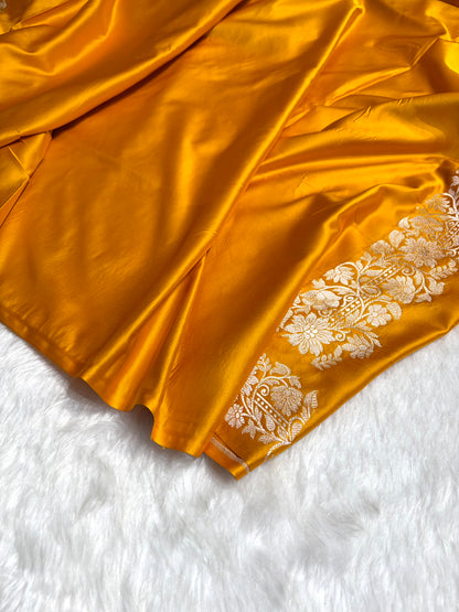 Mustard Shades Floral Boota Mashru Silk Saree MSM-67