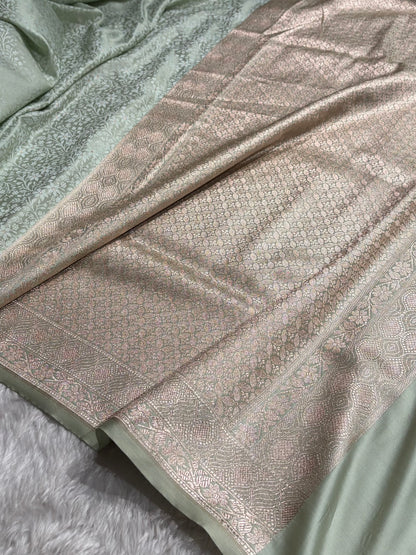 Light Pista Shades Tanchoi Motif Mashru Silk Saree MST-15