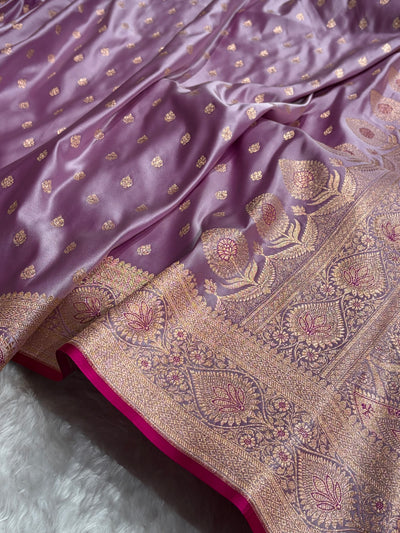Banarasi Satin Katan Silk Saree In Grape Shades SK10