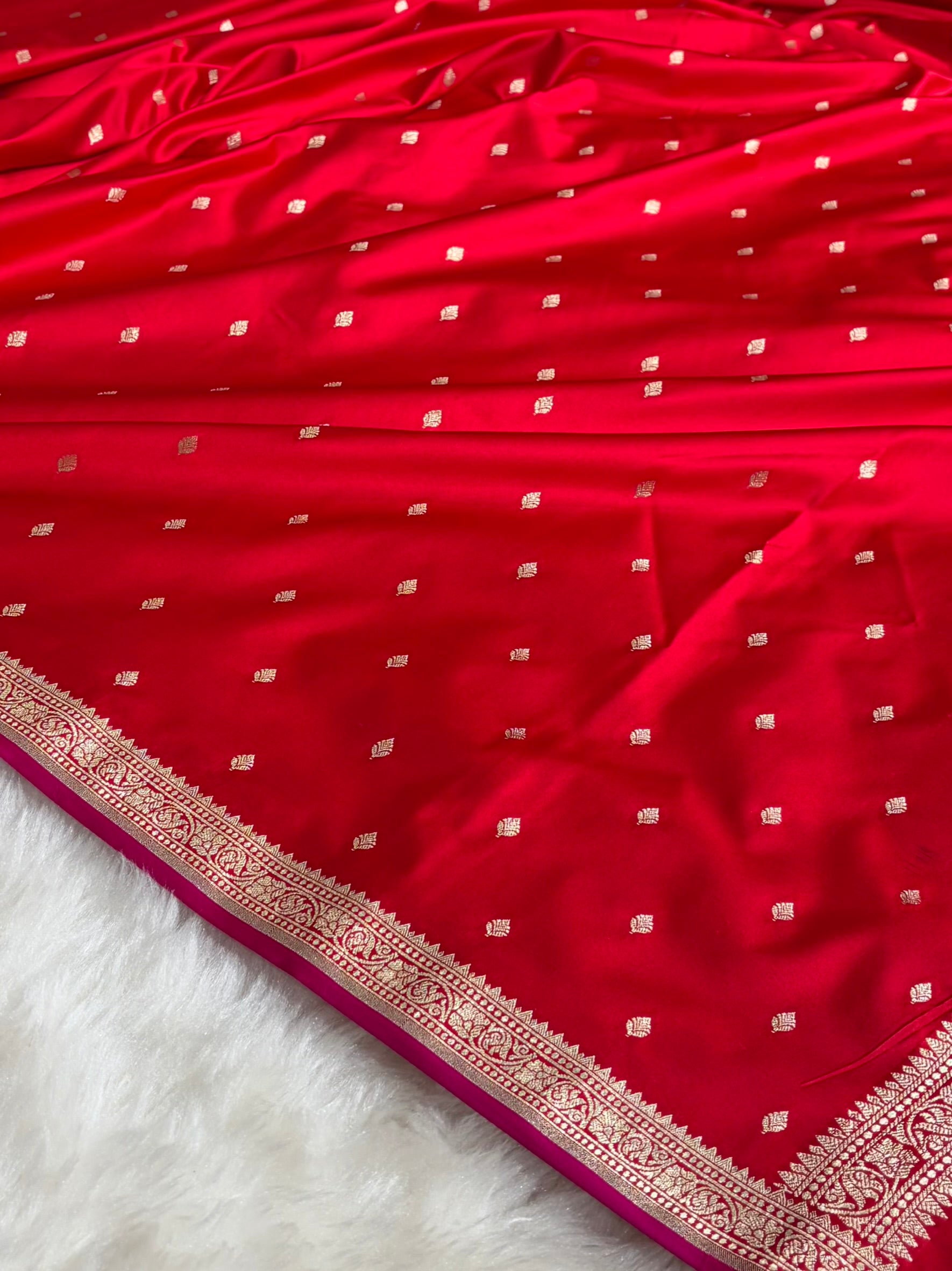 Premium Banarasi Satin Katan Saree in Red Shades SK90