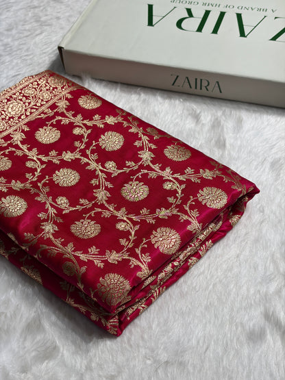 Light Weight Cross Rani shades Satin Silk Saree SS15