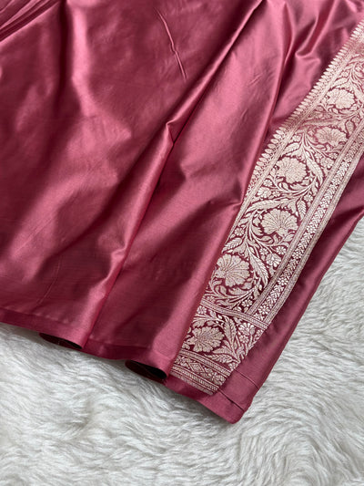 Mauve Shades Banarasi With Floral Jaal Pattern Mashru Silk Saree MSM-132