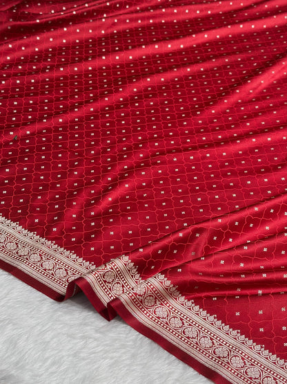 Maroon Shades Tanchoi Motif Mashru Silk Saree MST-13
