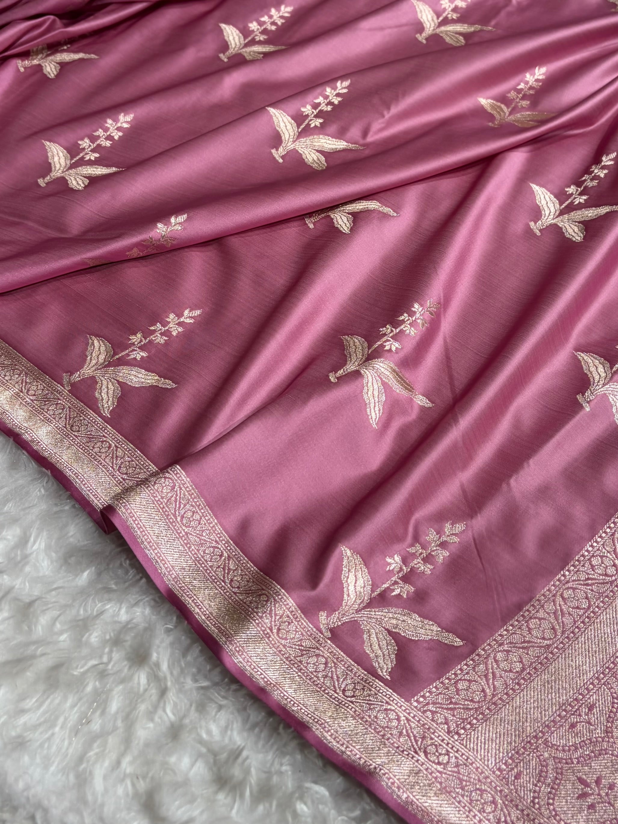 Mauve Floral Motif Mashru Silk Saree MSM-04