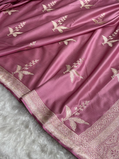 Mauve Floral Motif Mashru Silk Saree MSM-04