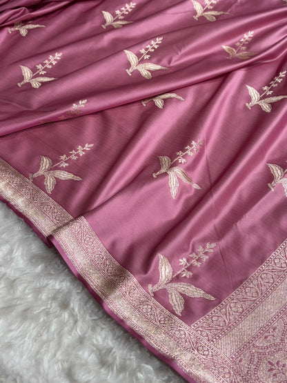 Mauve Floral Motif Mashru Silk Saree MSM-04