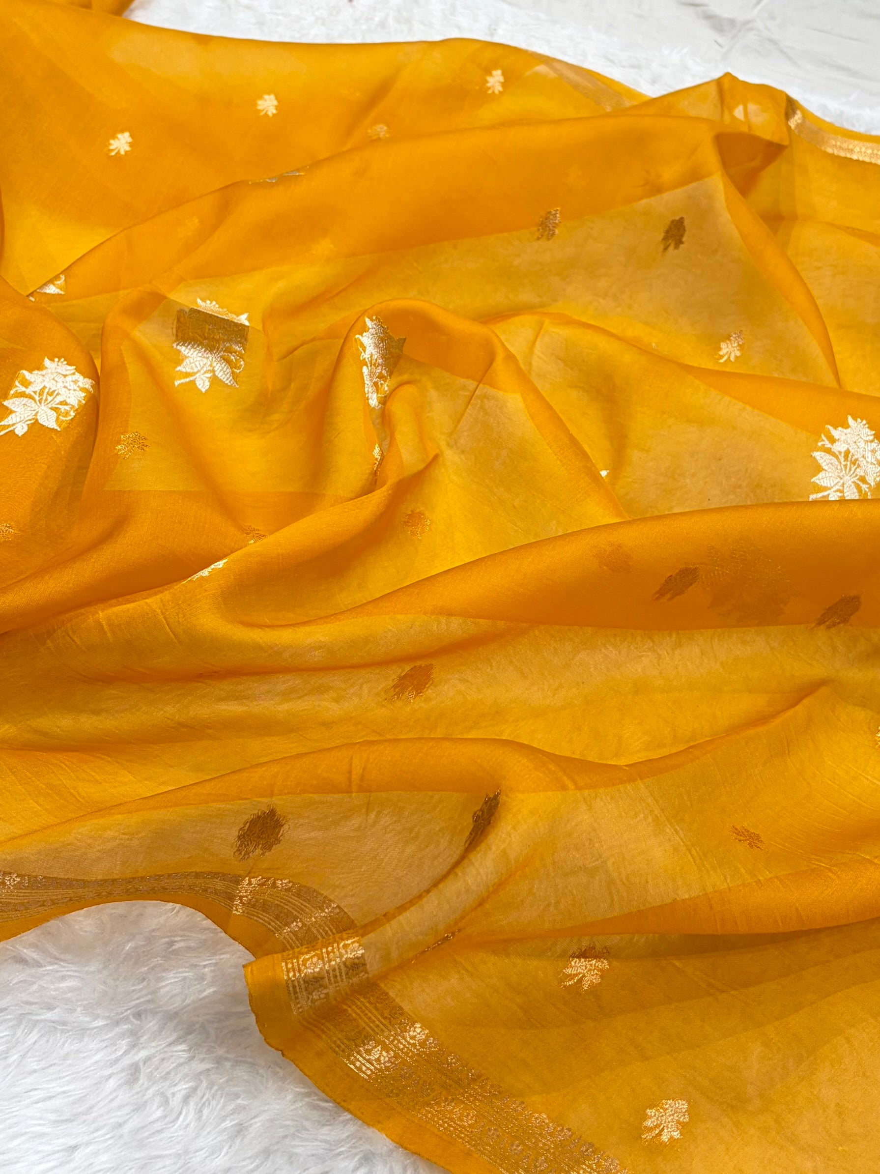 Banarasi Pure Organza Rustic Orange Shades Banarasi Silk Saree PO-34