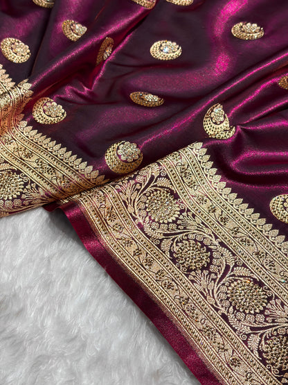 Chand Tara Cross Wine Boota With Traditional Banarasi Swarovski Work BSS04 (R)