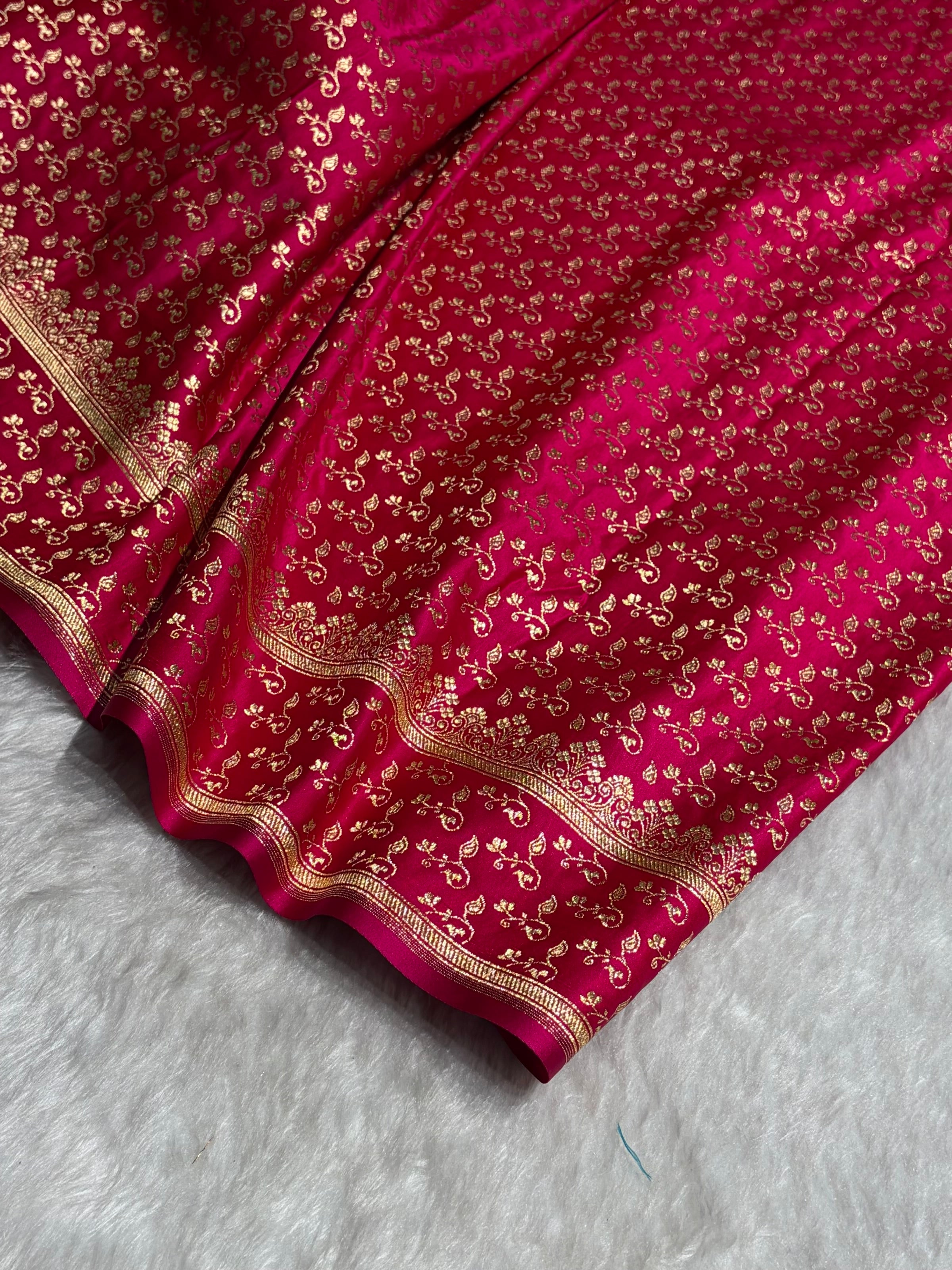 Cross Rani Shades Jaal Floral Pattern Satin Katan Silk Saree SK81