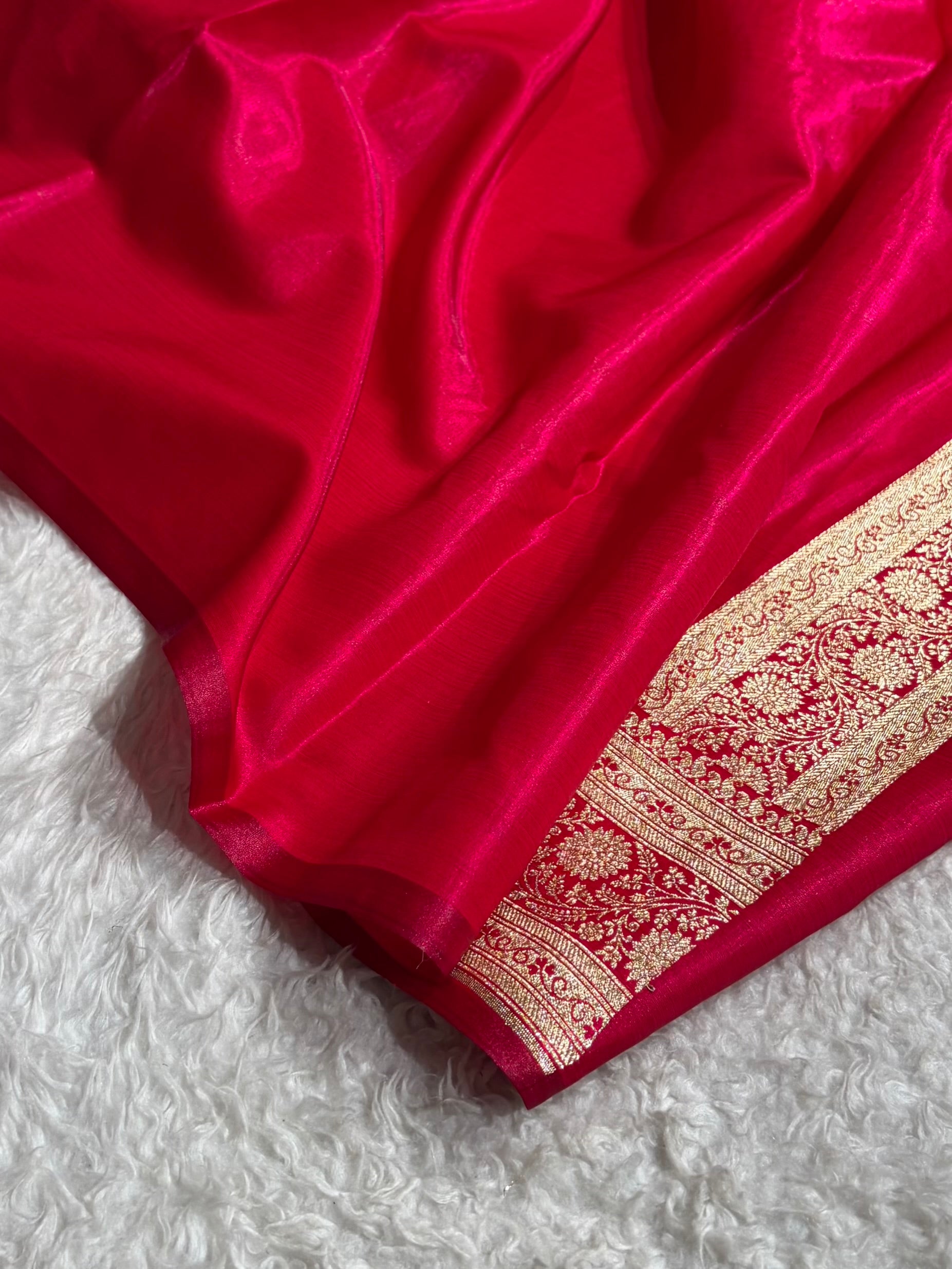 Cross Rani Shades Cross Pattern Banarasi Satin Silk Saree SS40