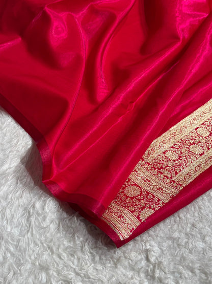 Cross Rani Shades Cross Pattern Banarasi Satin Silk Saree SS40