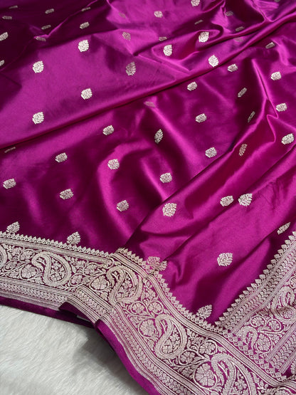Pinkish Wine Shades Booti Mashru Silk Saree MS69