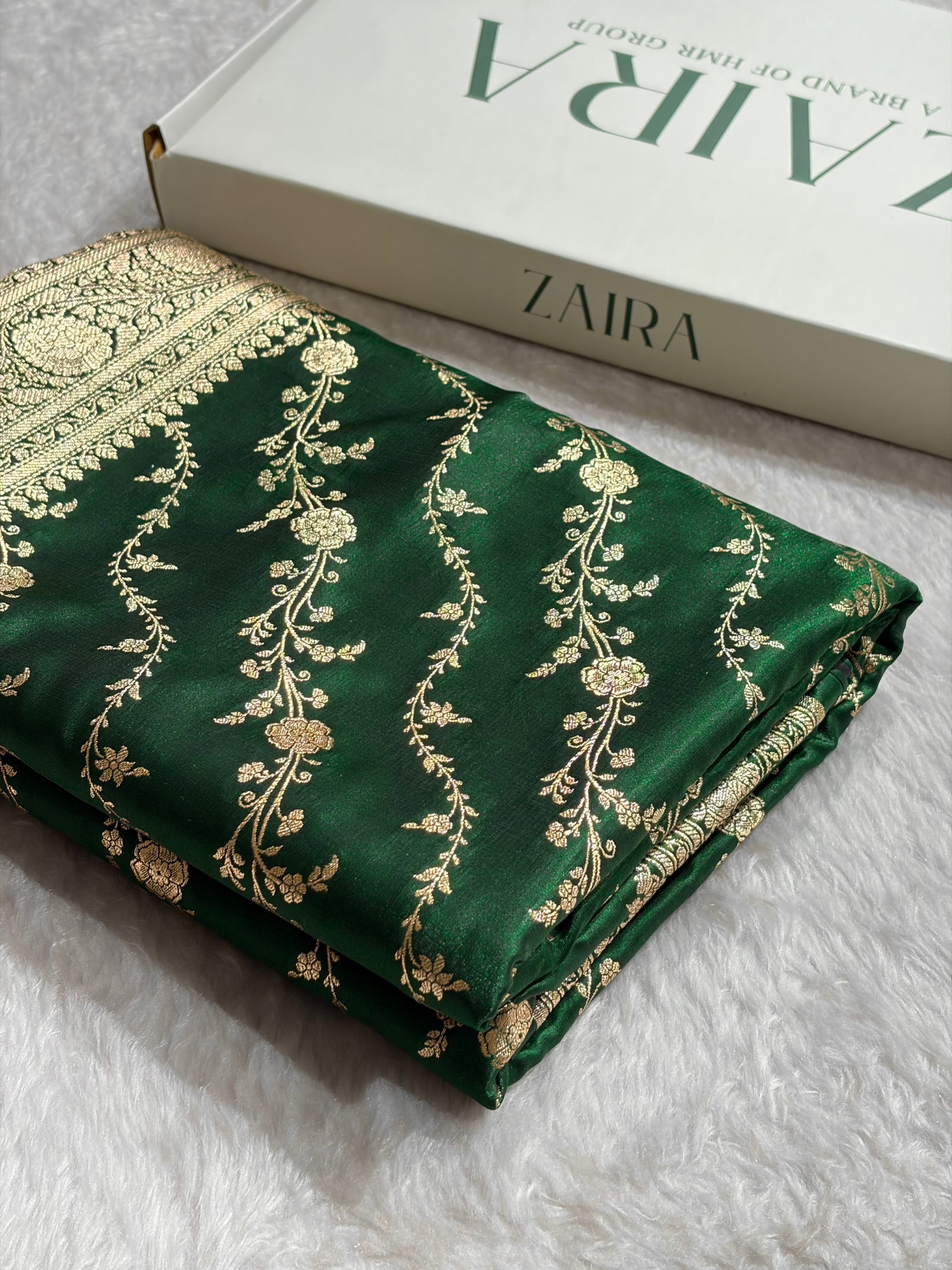 Satin Silk Cross Pattern in Bottle Green Shades SS37