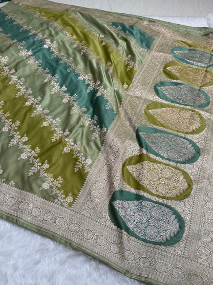 Pista Tone Rangkart Mashru Silk Saree