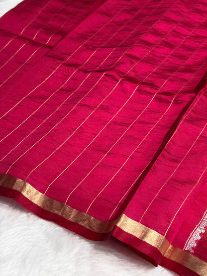 Dark Pink Shades Rangkart Handwoven Pure Katan Raw Mango Silk RM-38