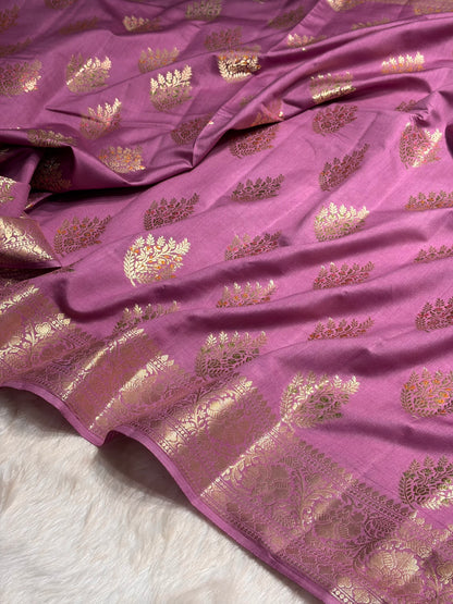 Minakari Dusty Lavender Shades Pure Chiniya Silk CH-02