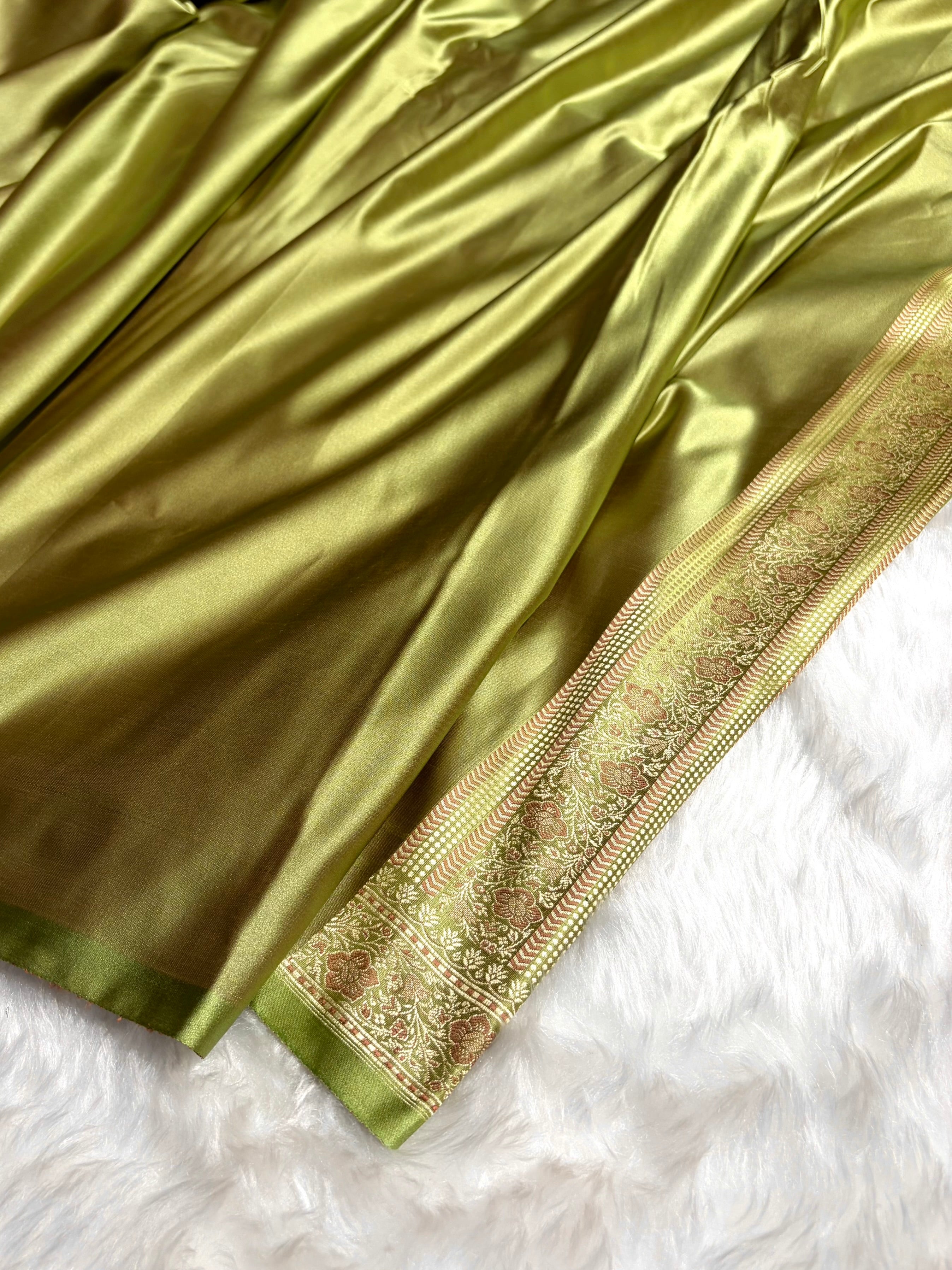 Pista Jamawar Tanchoi Katan Silk Saree SKTM-14