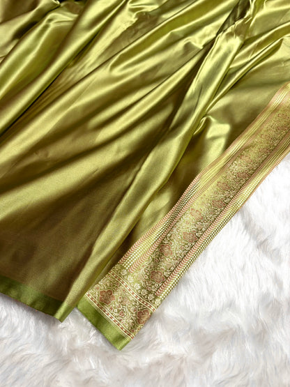 Pista Jamawar Tanchoi Katan Silk Saree SKTM-14
