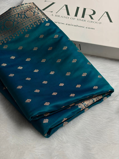Banarasi Boota Katan Silk Saree In Peacock Shades SK03