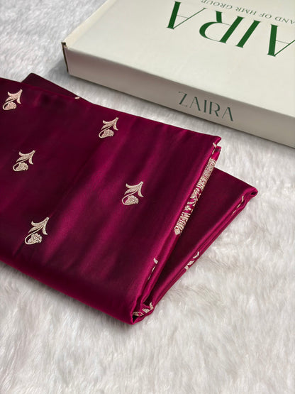 Wine Boota With Floral Border Mashru Silk Saree MSM-96