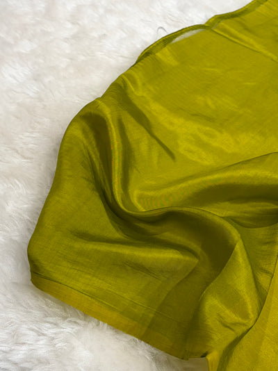 Banarasi Green Shades Boota Handwoven Pure Paper Silk RM-10